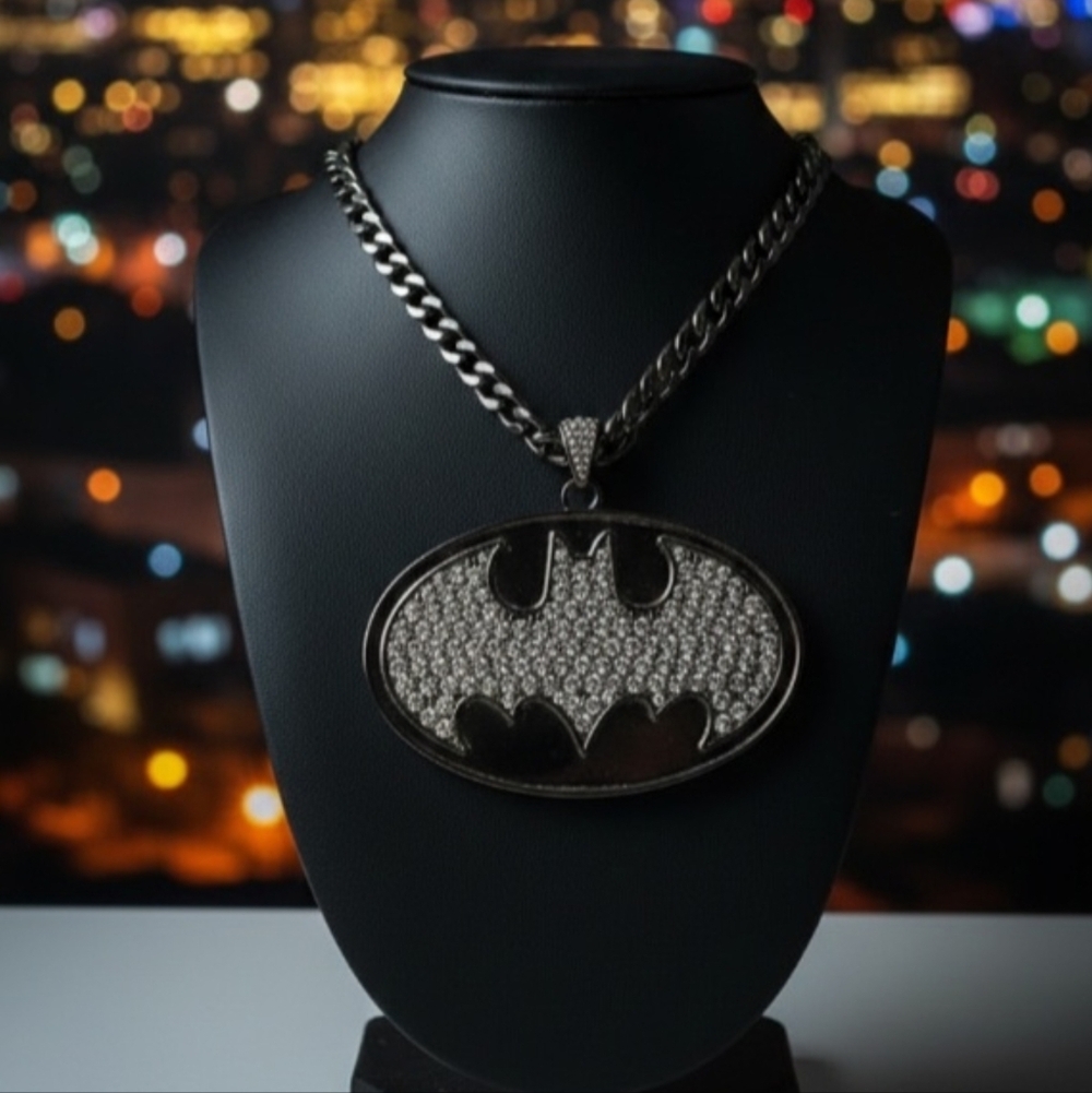 Batman Pendant Necklace - Black and Silver